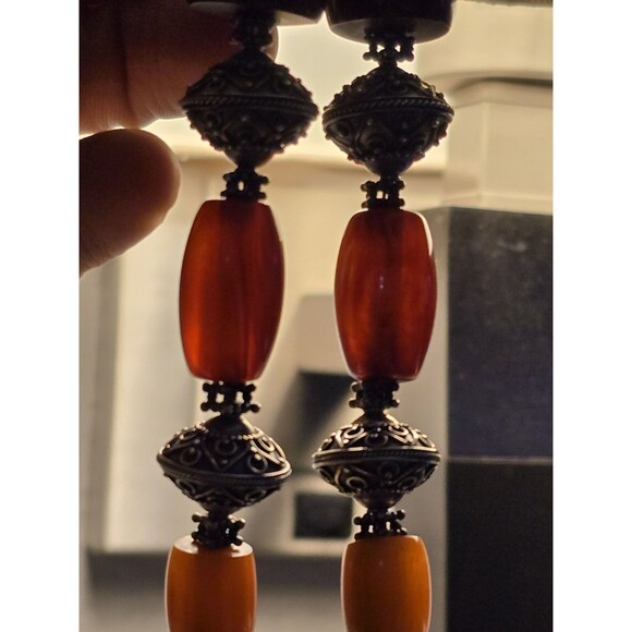 Vintage Sterling Silver Nepalese Necklace Catalin Bakelite Beads Ethnic Artisan